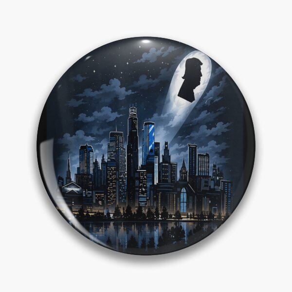 Item preview, Trump Signal Silhouette Over Dark City Skyline Night Moonlight Graphic Art designed and sold by StuZabine.