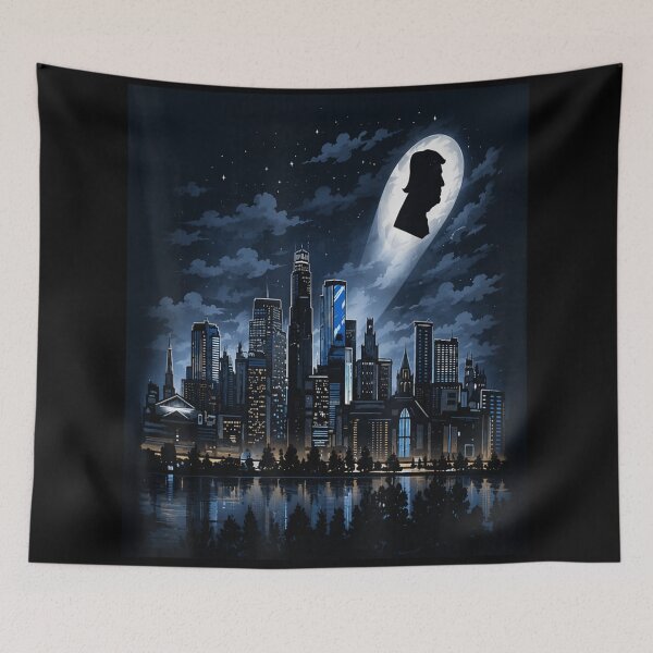Item preview, Trump Signal Silhouette Over Dark City Skyline Night Moonlight Graphic Art designed and sold by StuZabine.
