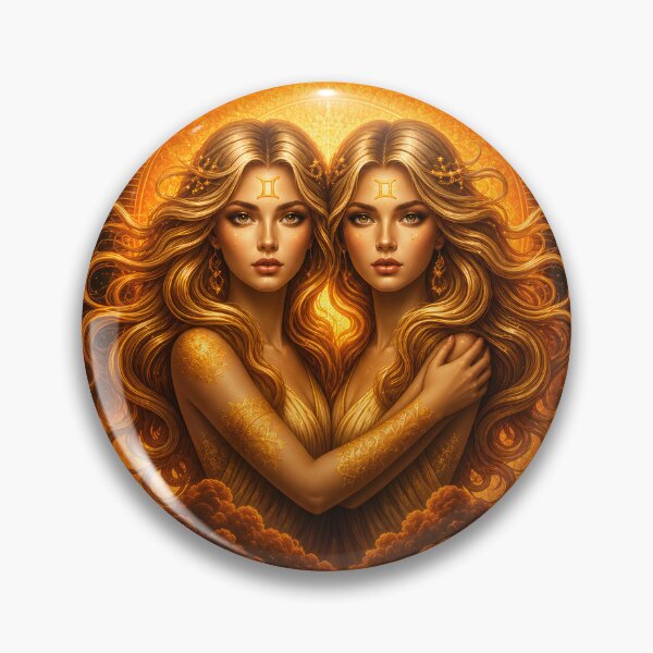 Item preview, Ethereal Gemini Twins: Golden Zodiac Goddesses Celestial Art designed and sold by Clavivs.