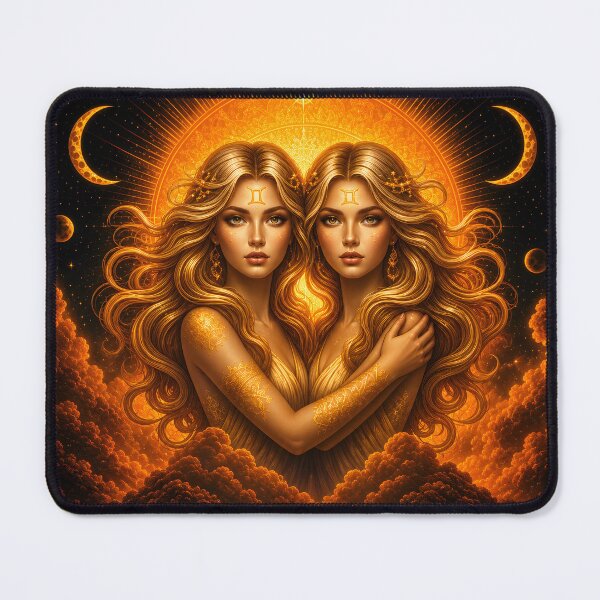 Item preview, Ethereal Gemini Twins: Golden Zodiac Goddesses Celestial Art designed and sold by Clavivs.
