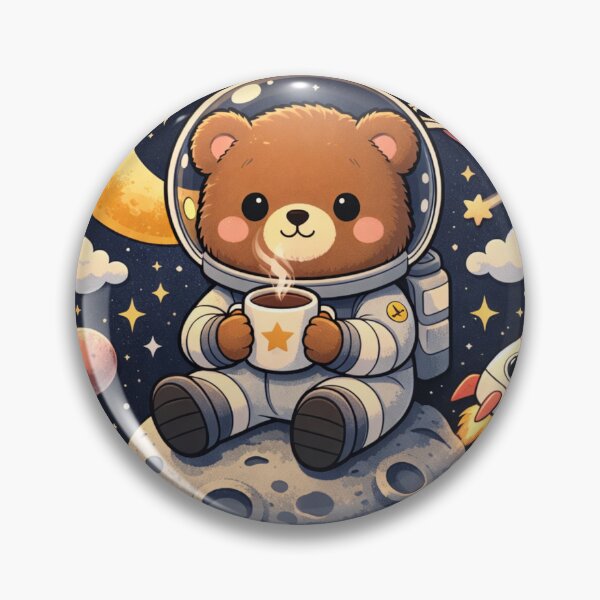Item preview, Cute Astronaut Bear Drinking Coffee Space Kawaii Art designed and sold by GUINewAlex.