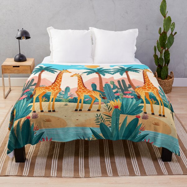 Item preview, Deux giraffes in the tropics, a oasis with palm trees and cacti designed and sold by Mevissart.