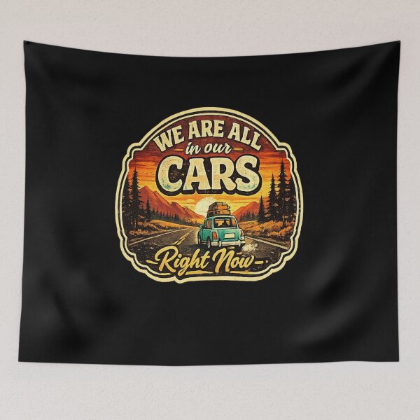 Item preview, We Are All In Our Cars Right Now Vintage Road Trip Sunset Retro Car Sticker designed and sold by Artbysarmina.