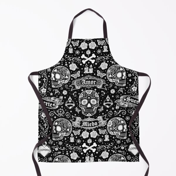 Item preview, Sugar Skull Gothic Tattoo Banner Pattern - White designed and sold by Skulls & Calaveras.