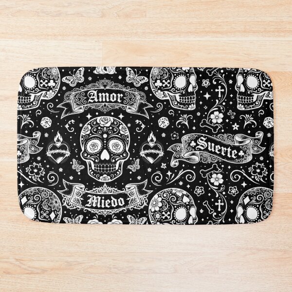 Item preview, Sugar Skull Gothic Tattoo Banner Pattern - White designed and sold by Skulls & Calaveras.
