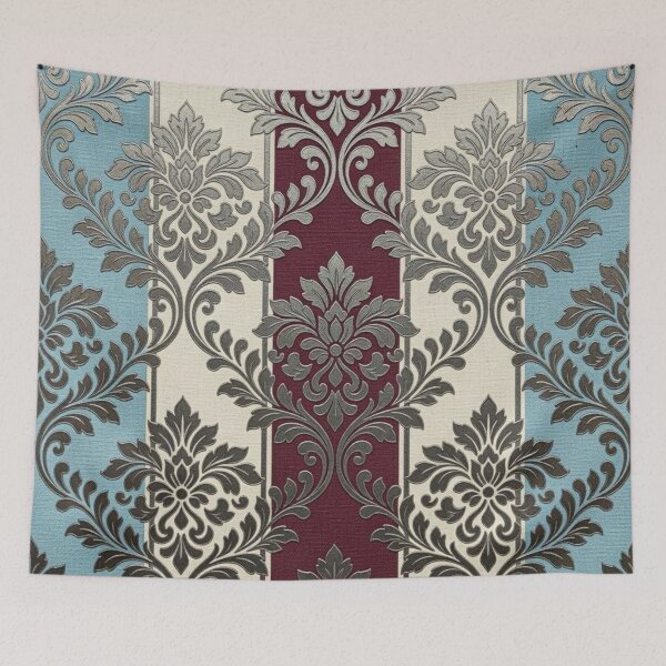 Item preview, Sky Blue, Cream & Burgundy Striped Damask designed and sold by DesignsByPrnces.