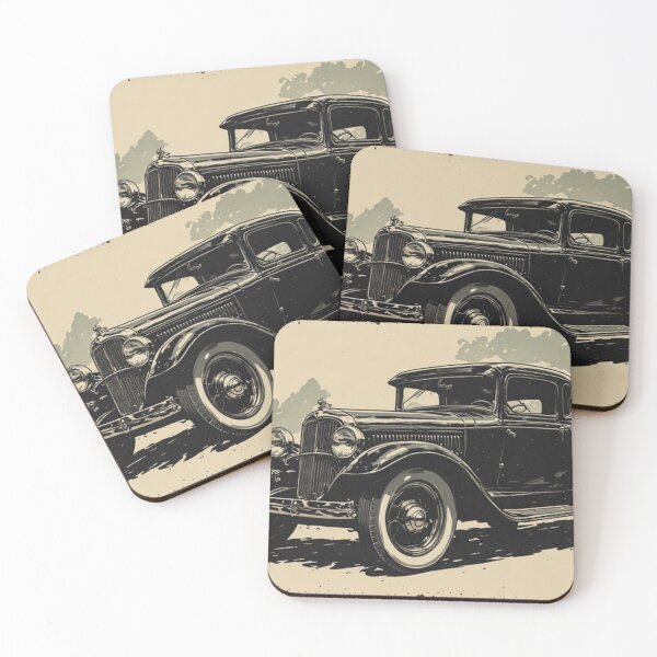 Item preview, Vintage Classic Black Car Monochromatic Ink Wash Art designed and sold by Resolution Retro.