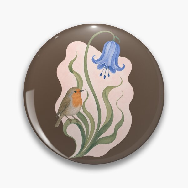 Item preview, Robin and Bluebell Botanical Illustration designed and sold by MeatyTees.