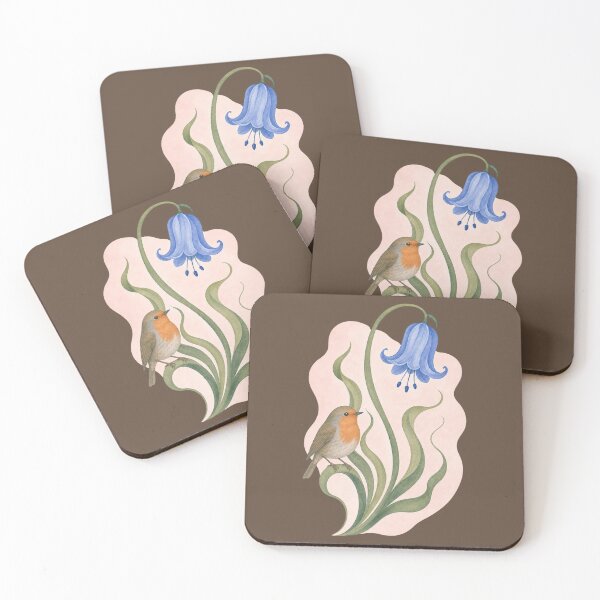 Item preview, Robin and Bluebell Botanical Illustration designed and sold by MeatyTees.