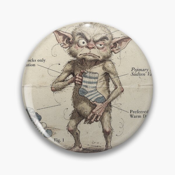 Item preview, Cryptid Field Guide The Sock Gremlin Funny Art designed and sold by PictorialWhimsy.