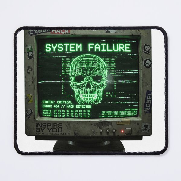 Item preview, System Failure Cyberpunk Skull Retro Y2K Hacker Monitor designed and sold by InspireByYou™.