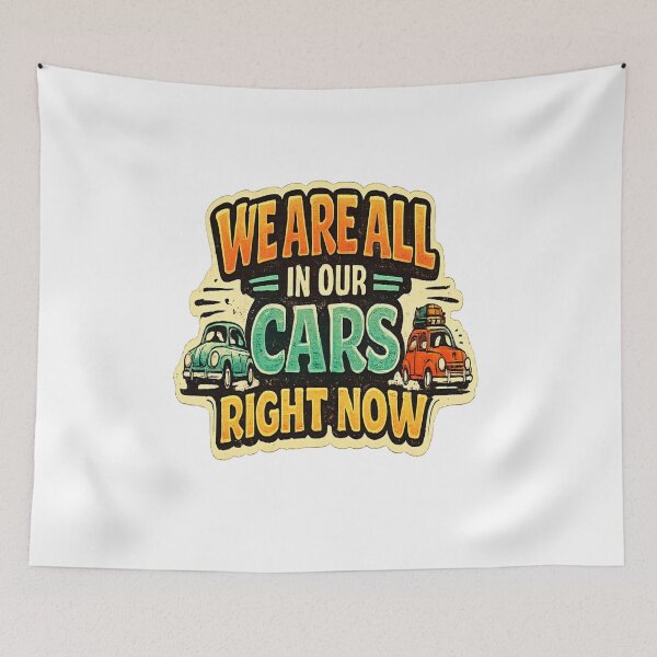 Item preview, We Are All In Our Cars Right Now Retro Typography Car Lover Sticker designed and sold by Artbysarmina.