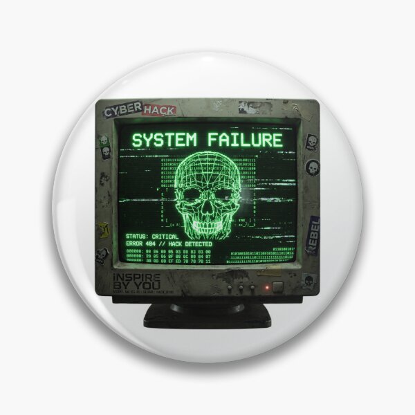 Item preview, System Failure Cyberpunk Skull Retro Y2K Hacker Monitor designed and sold by InspireByYou™.