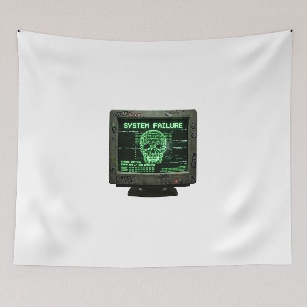 Item preview, System Failure Cyberpunk Skull Retro Y2K Hacker Monitor designed and sold by InspireByYou™.