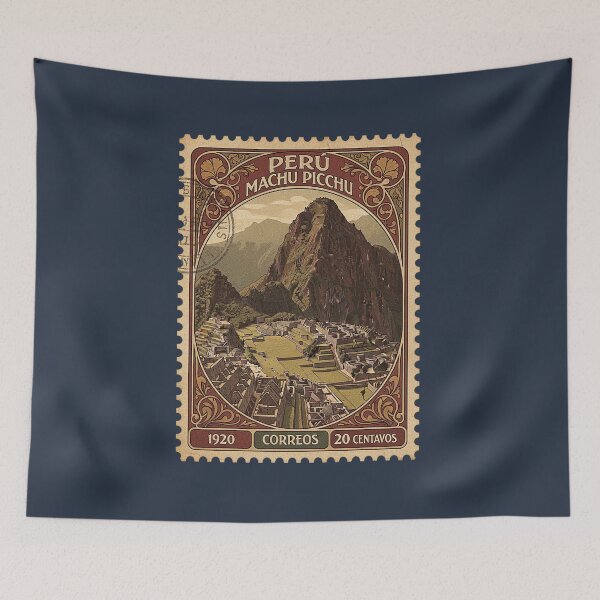 Item preview, Vintage Peru Machu Picchu Stamp Travel Art designed and sold by d247.