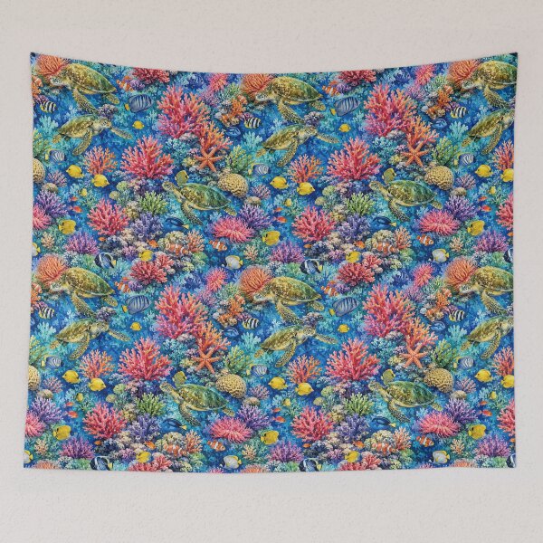 Item preview, Underwater Coral Reef Watercolor Seamless Pattern designed and sold by Inkworksbyshery.