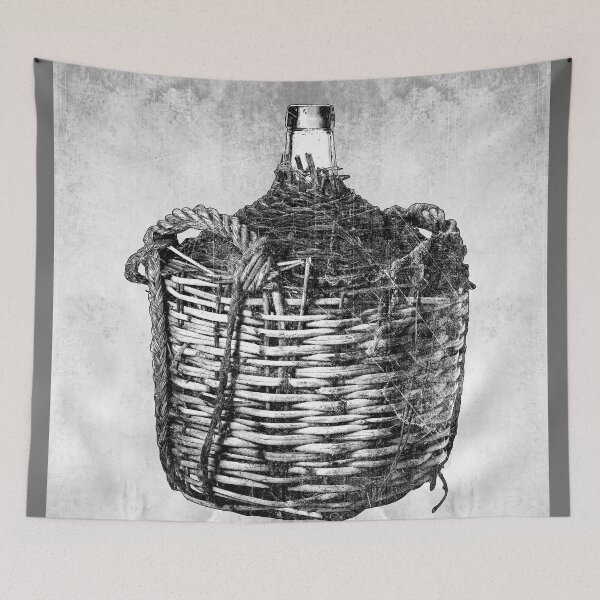 Item preview, Vintage Wicker Wrapped Glass Demijohn Bottle Dark French designed and sold by Ghoul Enterprises.