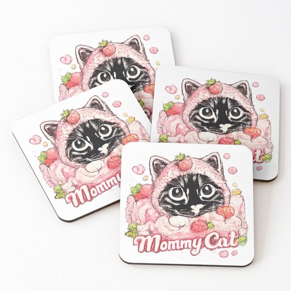 Item preview, Mommy Cat Strawberry Sticker | Cute Kitten with Strawberries | Kawaii Pink Cat Lover Artwork designed and sold by myteesmypassion.