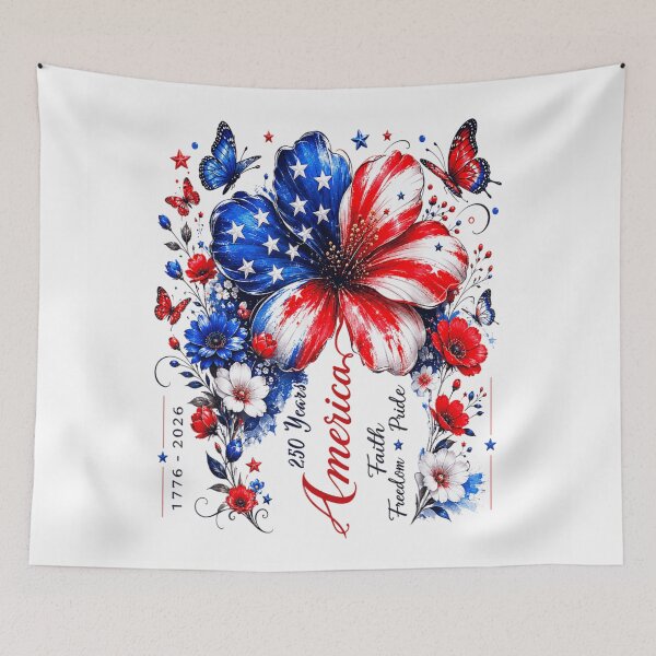 Item preview, Beautiful Patriotic Hibiscus Flower America 250 Years 1776 To 2026 Art designed and sold by KrystinaGiGi.