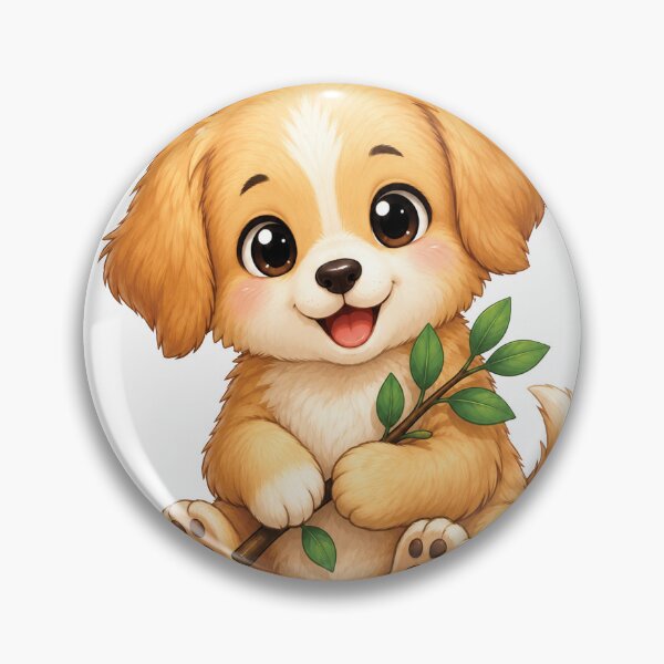 Item preview, Cute Puppy Holding Leafy Branch designed and sold by myJPEG.