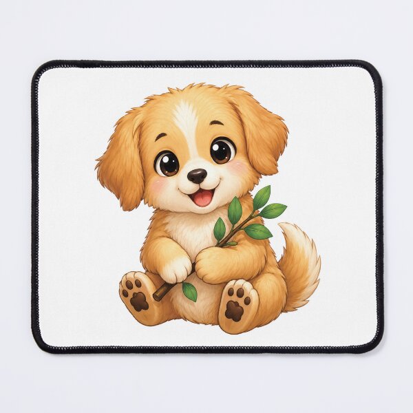 Item preview, Cute Puppy Holding Leafy Branch designed and sold by myJPEG.