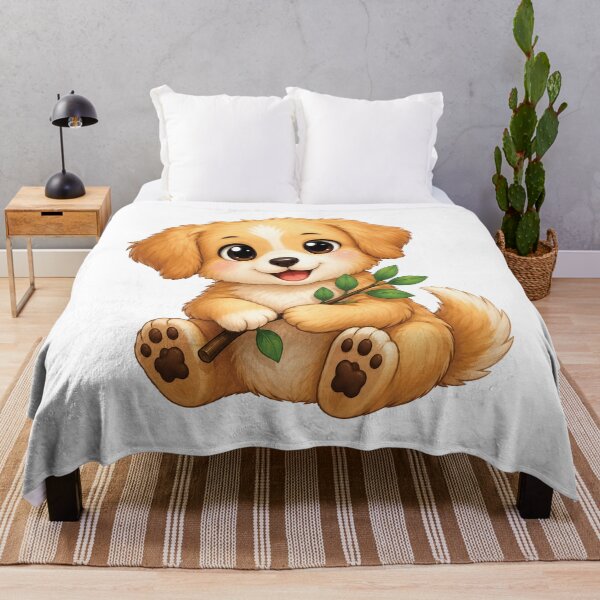 Item preview, Cute Puppy Holding Leafy Branch designed and sold by myJPEG.