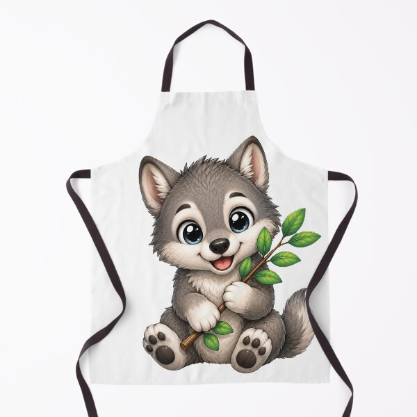 Item preview, Cute Baby Wolf Holding Green Branch designed and sold by myJPEG.
