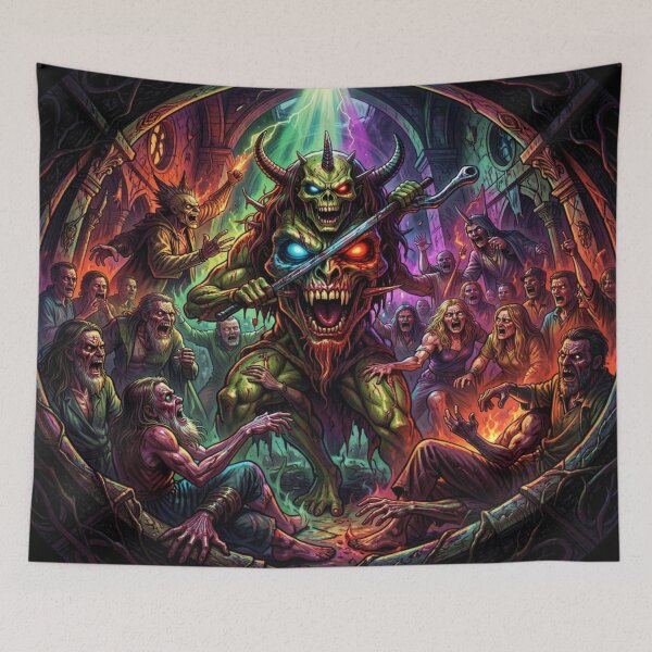 Item preview, Demonic fantasy scene with a powerful creature in a luminous, chaotic ritual circle full of energy designed and sold by FotoworldEdel.