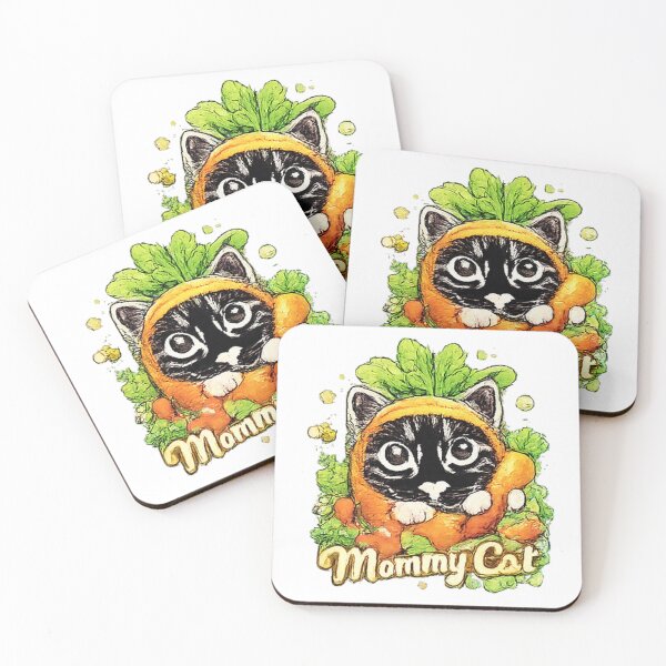 Item preview, Mommy Cat Carrot Sticker | Cute Kitten in Carrot Costume | Kawaii Vegetable Cat Artwork designed and sold by myteesmypassion.