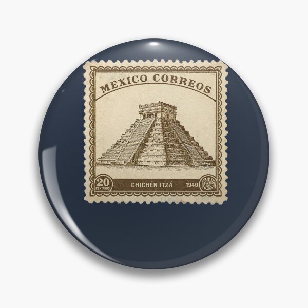 Item preview, Chichen Itza Pyramid Mexico 1940 Vintage Stamp Art designed and sold by d247.