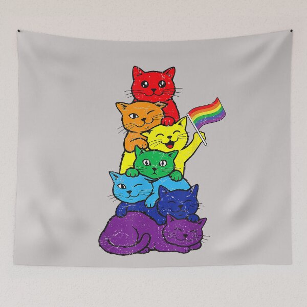 Item preview, Cat Stack Rainbow Lesbian Gay Pride Ally LGBT Men Women Kids designed and sold by MabelWells.