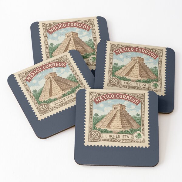 Item preview, Vintage Chichen Itza Mexico Mayan Pyramid Stamp designed and sold by d247.