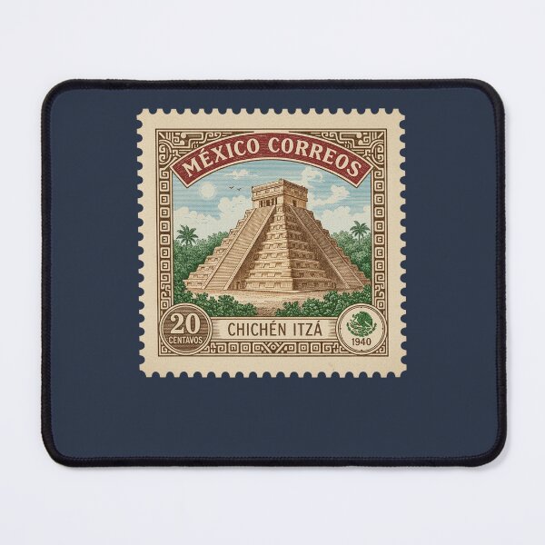 Item preview, Vintage Chichen Itza Mexico Mayan Pyramid Stamp designed and sold by d247.