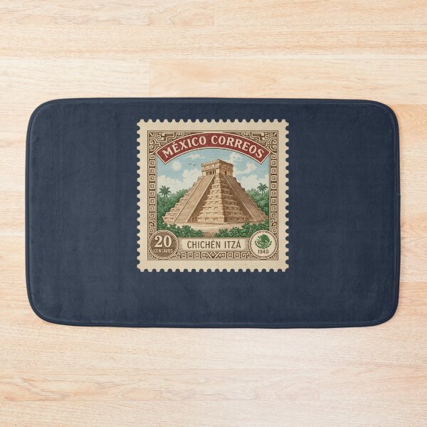 Item preview, Vintage Chichen Itza Mexico Mayan Pyramid Stamp designed and sold by d247.