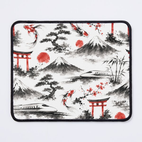 Item preview, Japanese Sumi-e Ink Travel Watercolor Seamless Pattern designed and sold by Inkworksbyshery.