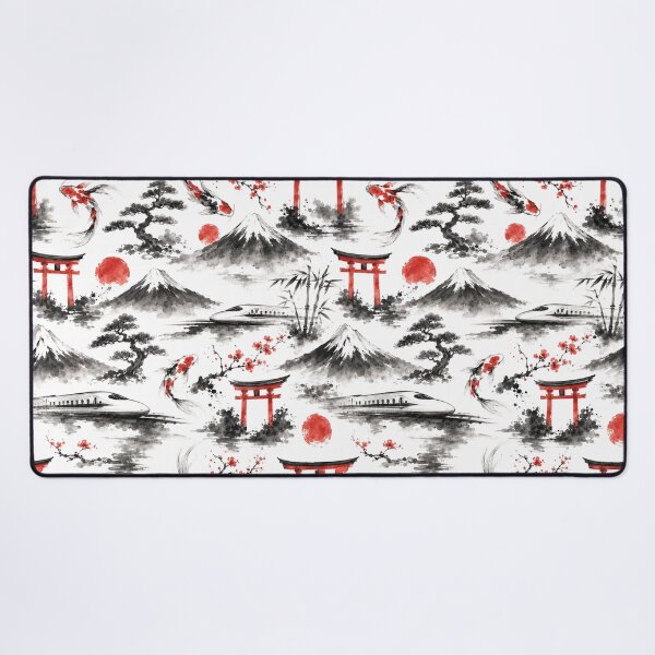 Item preview, Japanese Sumi-e Ink Travel Watercolor Seamless Pattern designed and sold by Inkworksbyshery.