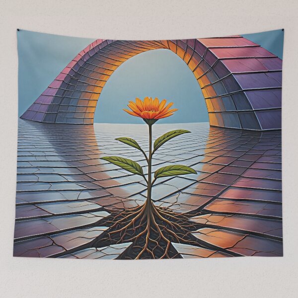 Item preview, A single orange flower is growing. designed and sold by Mianku | Für das Leben.