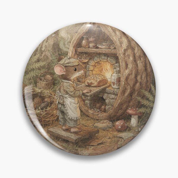 Item preview, Mouse Baker in a Walnut Shell Kitchen Storybook Art designed and sold by PictorialWhimsy.