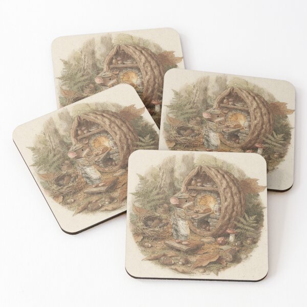 Item preview, Mouse Baker in a Walnut Shell Kitchen Storybook Art designed and sold by PictorialWhimsy.