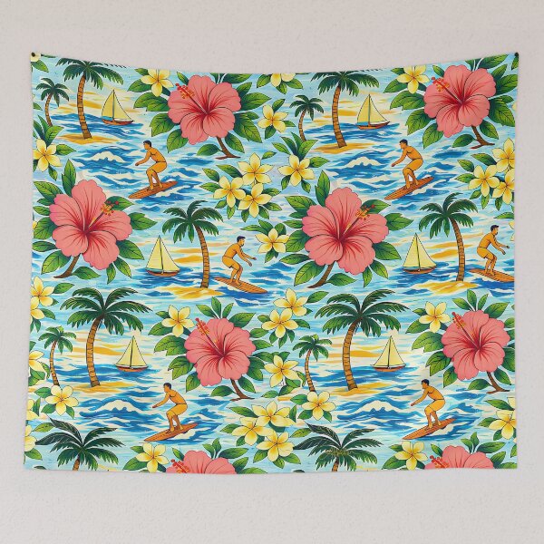 Item preview, Mid Century Bright Hawaiian Shirt Print designed and sold by Lee Hiller Designs.