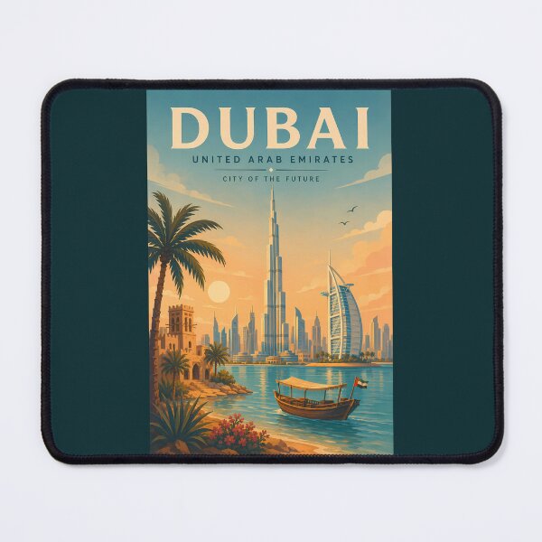 Item preview, Dubai UAE Illustration Travel Art Vintage designed and sold by KrisSidDesigns.