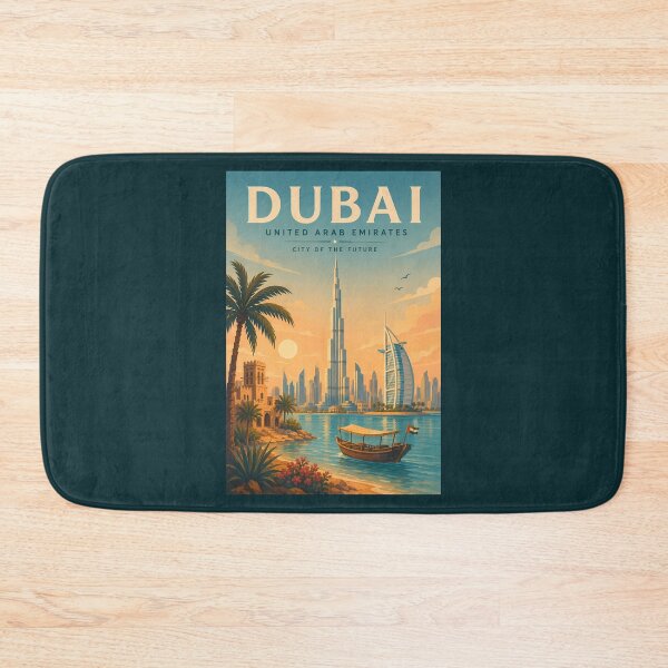 Artikelvorschau, Dubai, VAE, Illustration, Reisekunst, Vintage entworfen und verkauft von KrisSidDesigns.