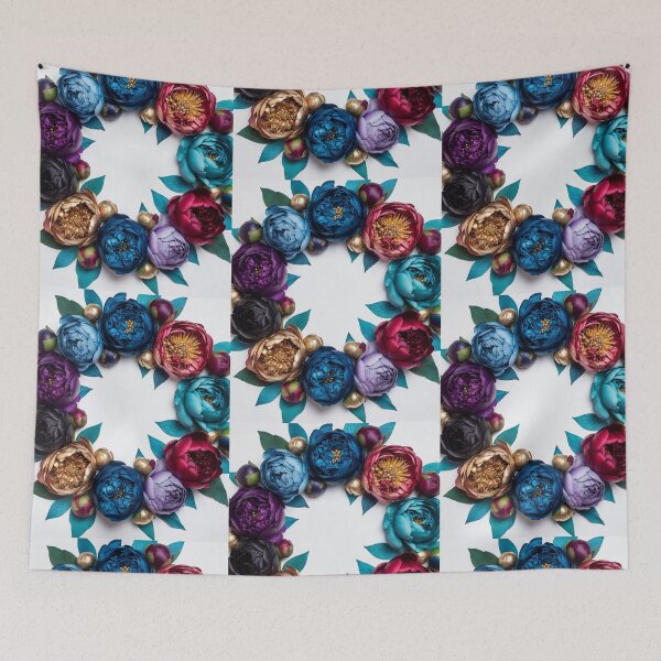 Item preview, Luxury Floral Wreath | Blue, Purple & Magenta Peony Circle with Gold Accents designed and sold by GalleryPeak.