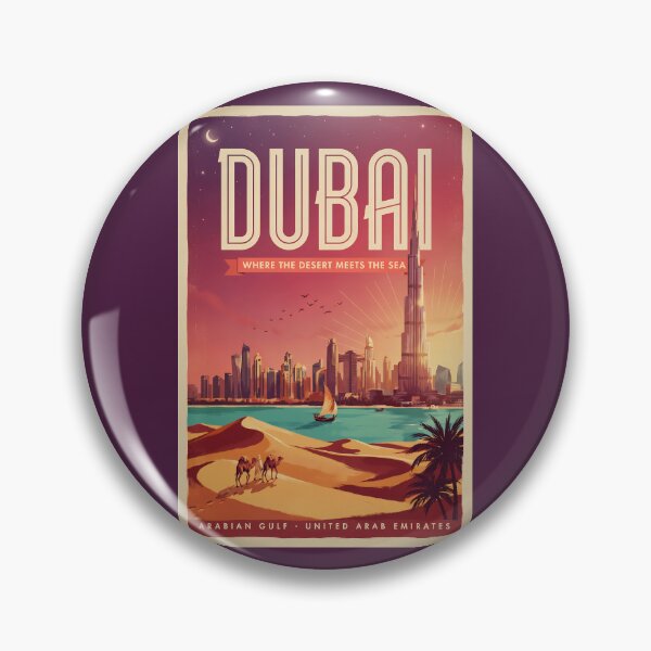 Item preview, Dubai UAE Night Skyline Illustration Travel Art Vintage designed and sold by KrisSidDesigns.