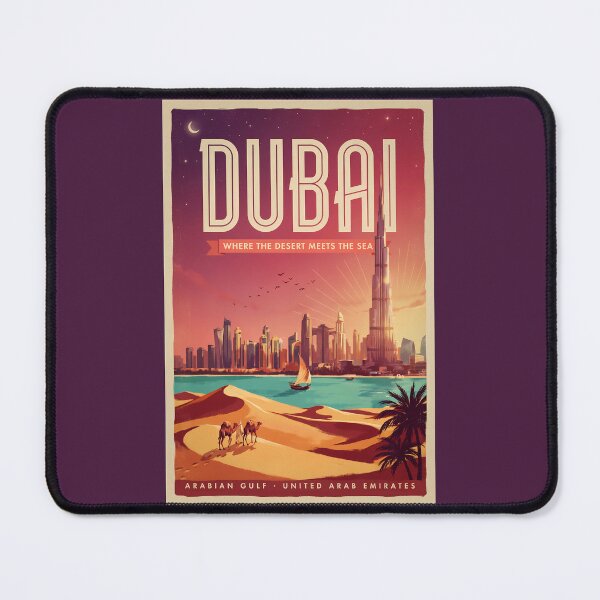 Item preview, Dubai UAE Night Skyline Illustration Travel Art Vintage designed and sold by KrisSidDesigns.