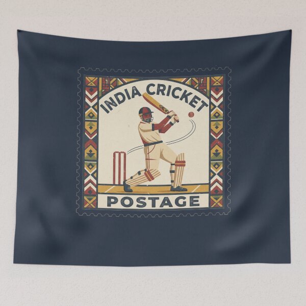 Item preview, Vintage India Cricket Batter Postage Stamp Art designed and sold by d247.