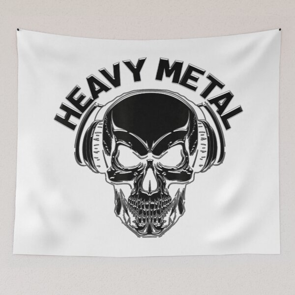 Item preview, Heavy Metal Skull Wearing Headphones Metallic Hard Rock Music Band Graphic Art designed and sold by NgumohaLanke.