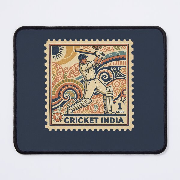 Item preview, Vintage Indian Cricket Batter Stamp Art designed and sold by d247.