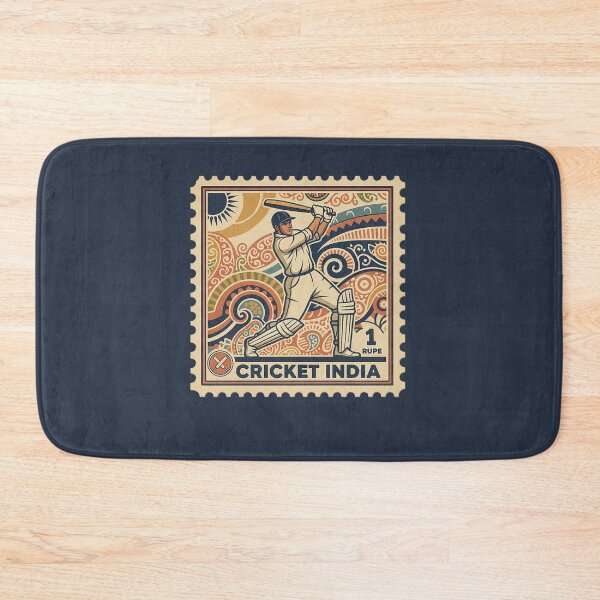 Item preview, Vintage Indian Cricket Batter Stamp Art designed and sold by d247.