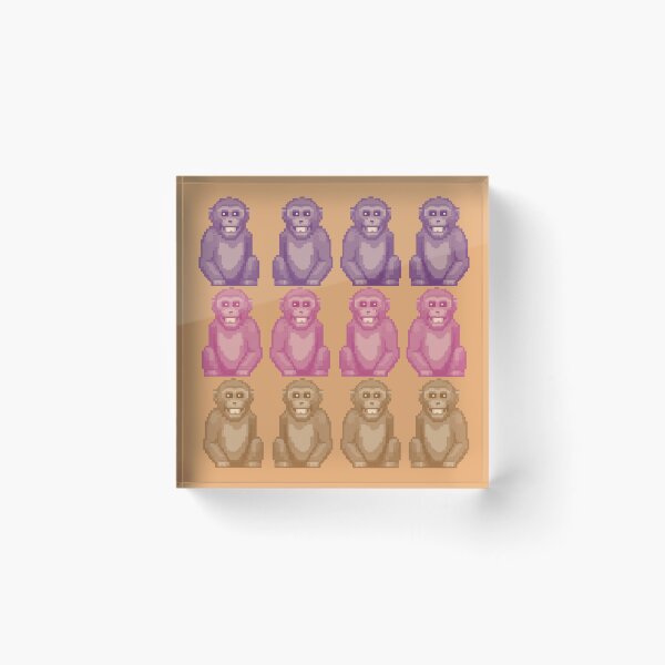 Item preview, Whimsical Pixel Style Colorful Monkeys designed and sold by CDPrintsDesigns.